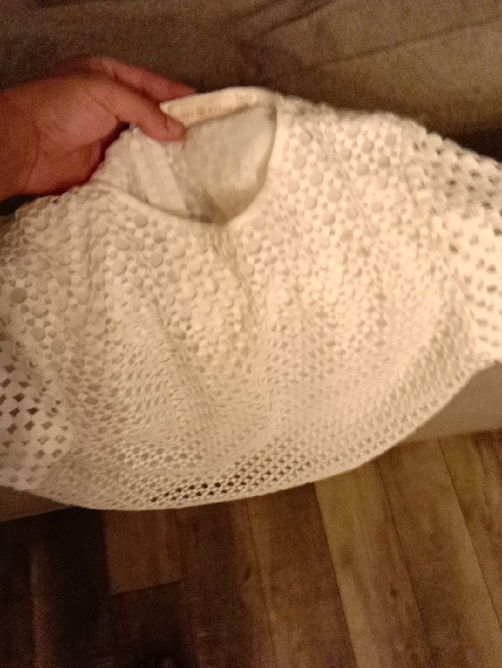 Tory Burch Cream Crochet Scoop-Neck Knit Sweater